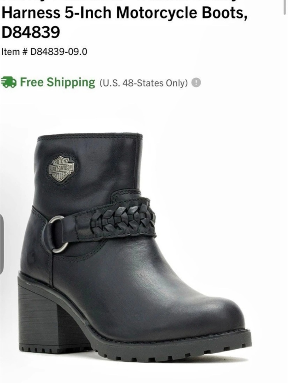 NWT Harley-Davidson Kitty Harness 5-Inch Motorcycle Boots Black